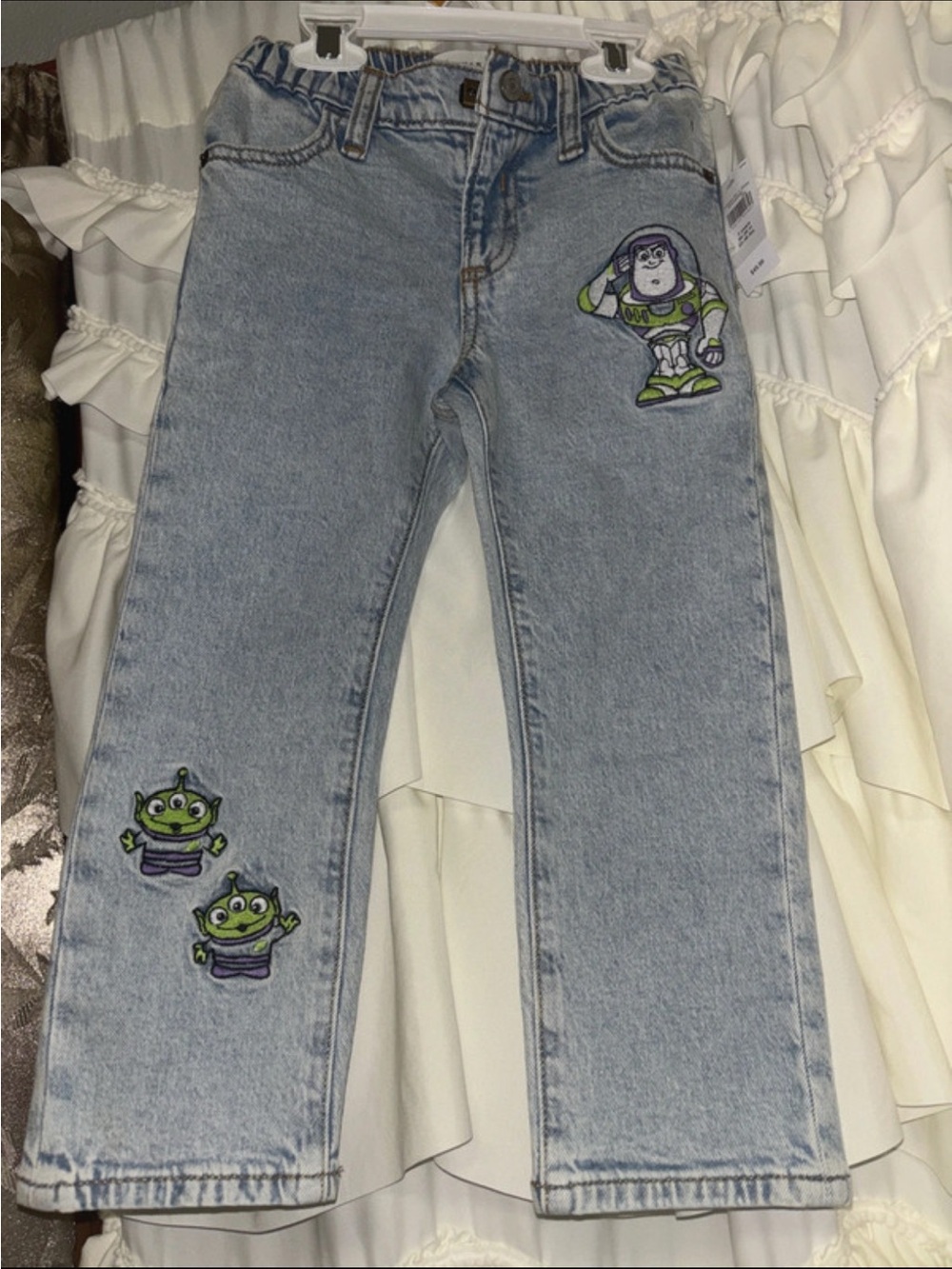 GAP Light Blue Kids Jeans with Buzz Lightyear & Green Alien Patches